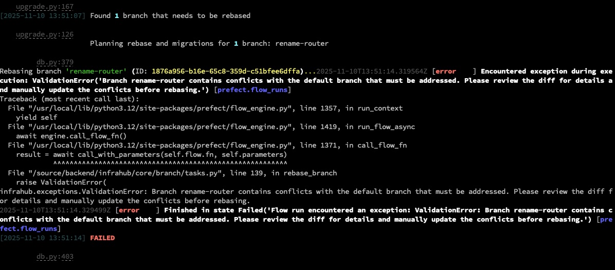 Rebase failed console
